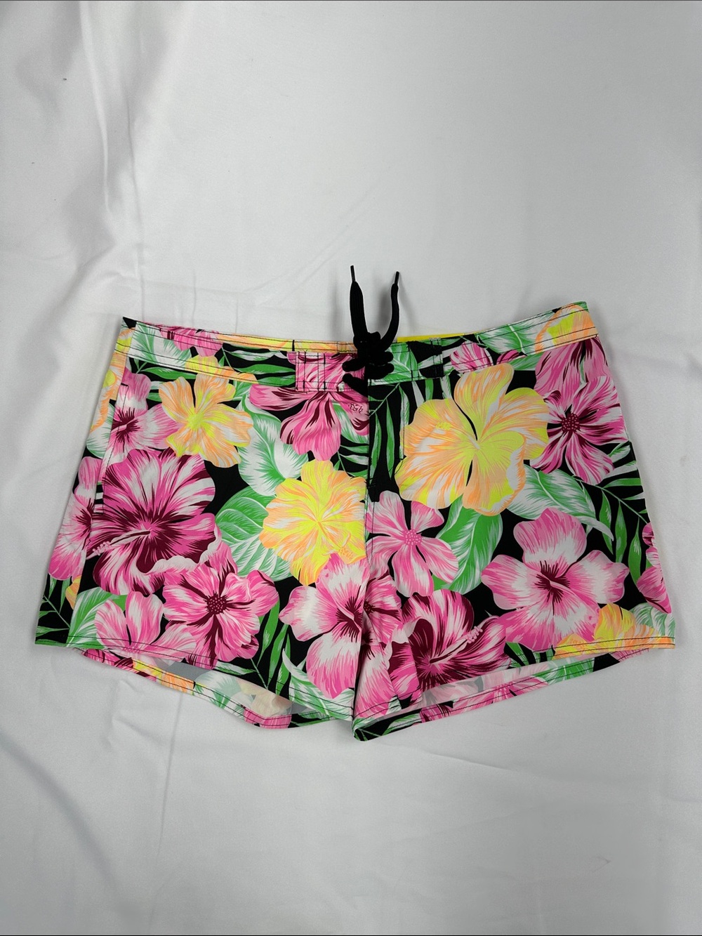 Men's Floral Swim Trunks - Neon Pink & Yellow